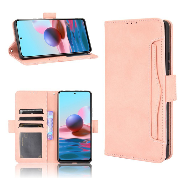 Футляр з клапаном для Xiaomi Redmi Note 10 Pro, Card Slot, рожевий