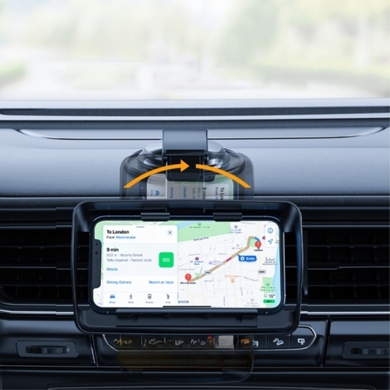 Автомобильный держатель для кабины / лобового стекла, с присоской, поворотный, черный