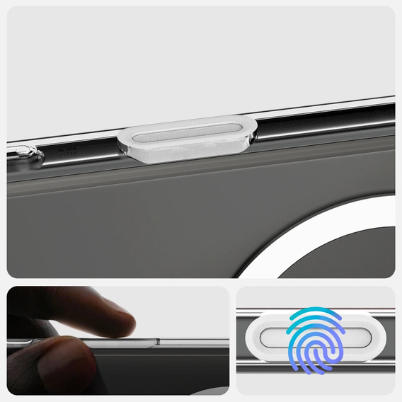 Чохол ERBORD з MagSafe для iPhone 16 Pro, з активною кнопкою, прозорий + Скло на екран