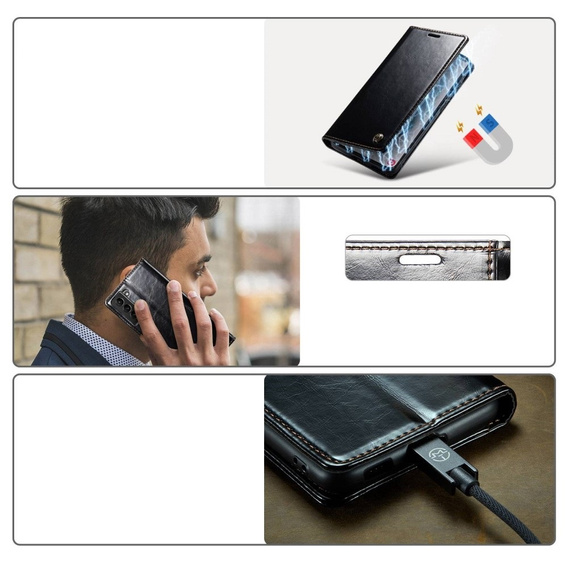 Флип-кейс CASEME для Samsung Galaxy S21, Waxy Textured, чёрный