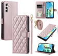 чехол-крышка для Samsung Galaxy A16, Rhombus Crossbody Leather, розовый rose gold