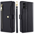 Откидной чехол для Motorola Moto G04 / G24 / G24 Power, Wallet Zipper Pocket, чёрный