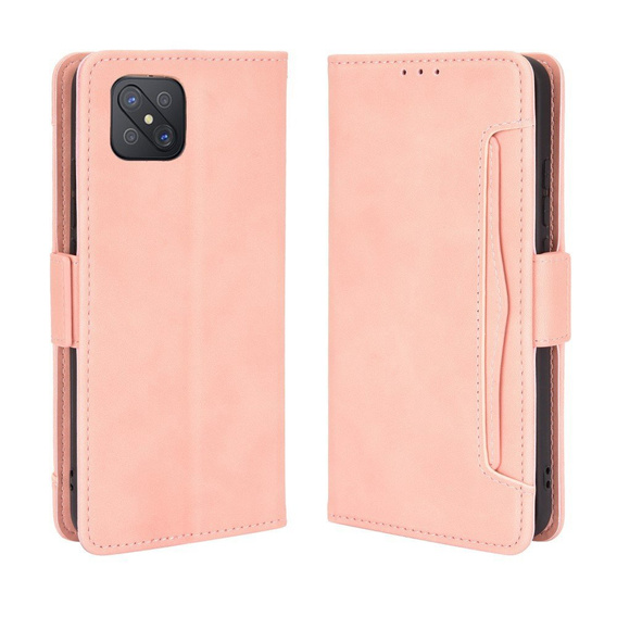 Футляр з клапаном для Oppo Reno 4 Z 5G, Card Slot, рожевий