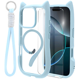 Чохол для iPhone 16 Pro, для MagSafe, Cute Cat, м'яти + захисне скло