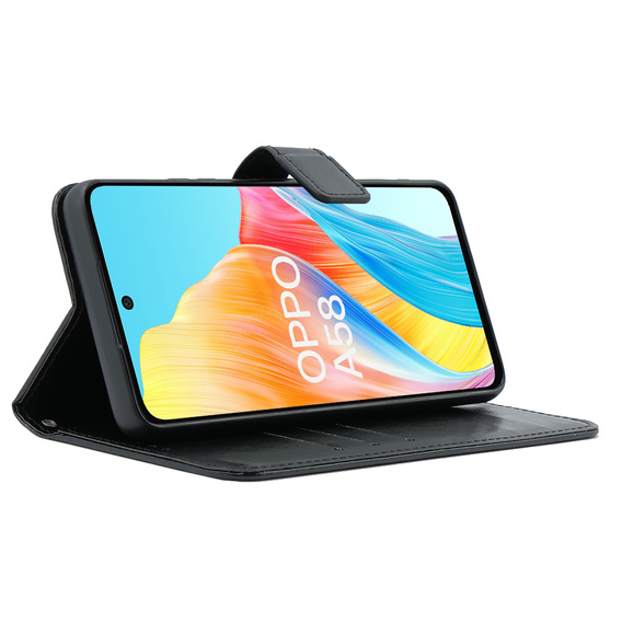 Откидной чехол для Oppo A58 4G, Crazy Horse Wallet, чёрный