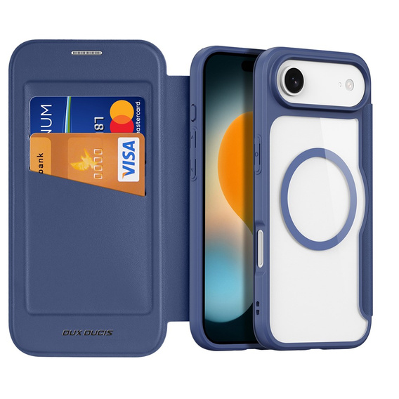 Чехол Dux Ducis для iPhone Air, Skin X Pro, с откидной крышкой, для MagSafe, темно-синий