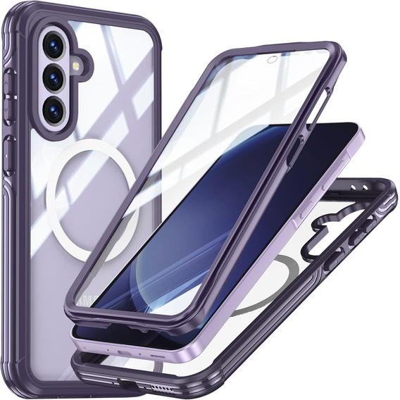 Чохол для Samsung Galaxy A36 / Samsung Galaxy A56, Shockproof, зі склом, для MagSafe, фіолетовий