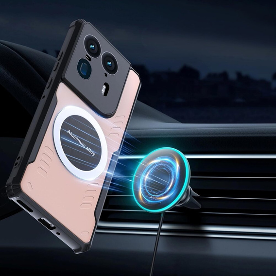 Чехол для Motorola Edge 50 Ultra, с магнитной пластиной, прозрачный / черный