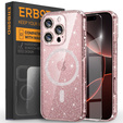 Чохол для iPhone 16 Pro Max, ERBORD Glitter MagSafe, рожевий + Скло для екрану