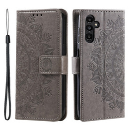 Чохол-книжка для Samsung Galaxy A25 5G, Mandala, сірий + скло 9H
