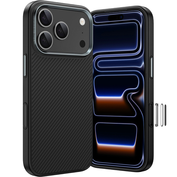 Чехол BENKS Kevlar Armor PRO Carbon Fiber 600D A070 для MagSafe с активной кнопкой для iPhone 17 Pro Max