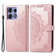 Откидной чехол для Motorola Edge 50 Pro, Mandala, розовый