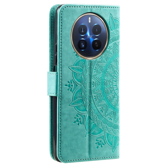 Откидной чехол для Realme 12 Pro 5G / 12 Pro+ 5G, Mandala, зелёный