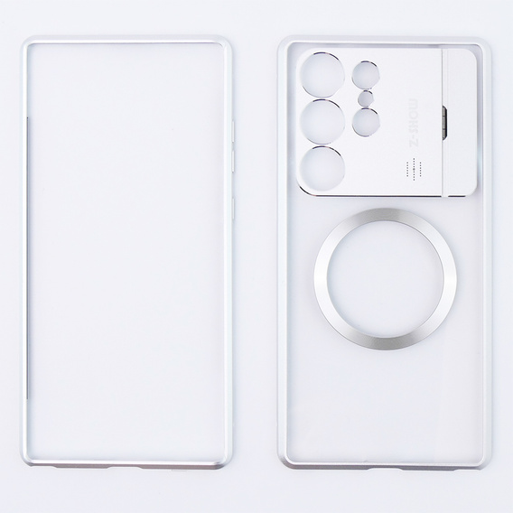 Магнітний чохол для Samsung Galaxy S23 Ultra 5G, Aroma Hybrid, сріблястий