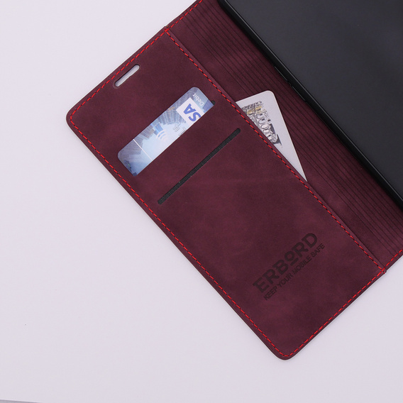 Чохол для Oppo A78 5G, ERBORD Vintage, гаманець з клапаном, червоний