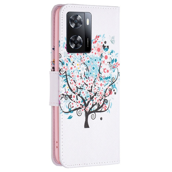 Откидной чехол для OPPO A57 / A57s, Wallet, colorful tree, белый