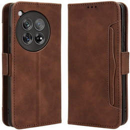 Футляр з клапаном для OnePlus 12 5G, Card Slot, коричневий