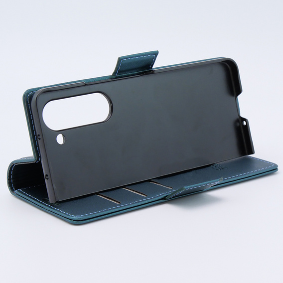 Чохол для Samsung Galaxy Z Fold 5 5G, ERBORD Glossy Litchi, гаманець з клапаном, зелений