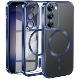 Чехол для Samsung Galaxy S23 Plus, Electro MagSafe, темно-синий + стекло для экрана