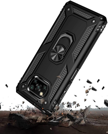 Бронированный Чехол до Xiaomi Poco X3 NFC, Nox Case Ring, чёрный