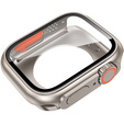 2в1 чехол и защитное стекло для часов Apple Watch 7/8 45MM, Titanium Gold/Orange