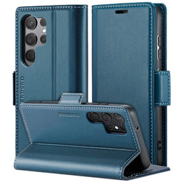 Чехол для Samsung Galaxy S24 Ultra, ERBORD Glossy Litchi, кошелек с клапаном, синий