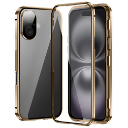 Чохол для iPhone 16, Magnetic Dual Glass, золотий