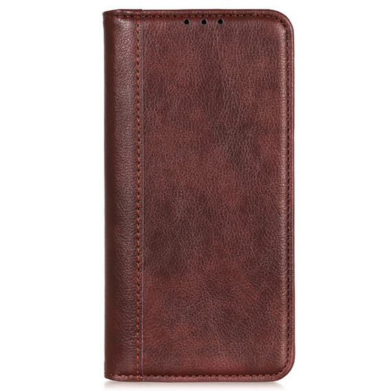 Чехол до Samsung Galaxy S24, Wallet Litchi Leather, коричневый