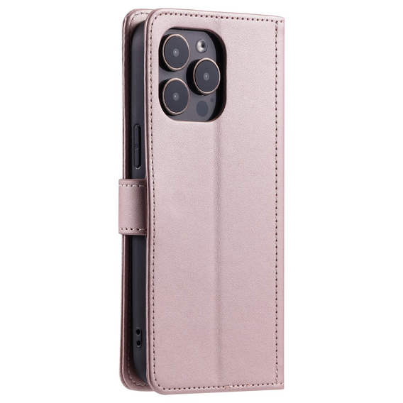 чехол-крышка для iPhone 16 Pro Max, Rhombus Crossbody Leather, розовый rose gold