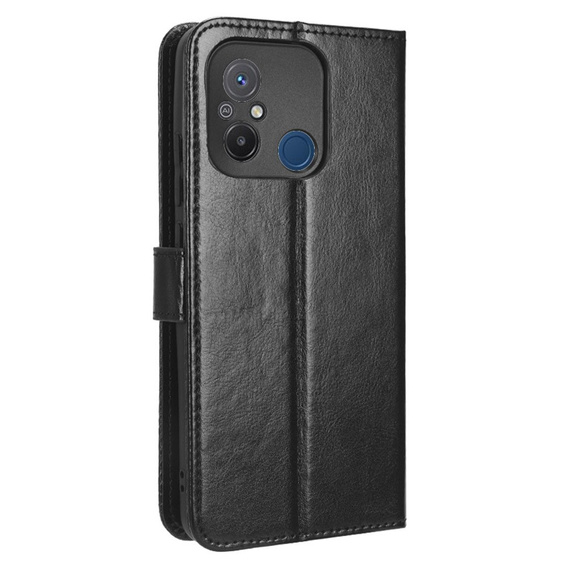 Откидной чехол для Xiaomi Redmi 12C, Crazy Horse Wallet, чёрный