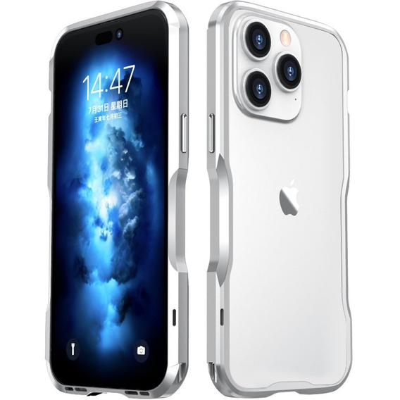 Чехол LUPHIE для iPhone 14 Pro Max, Armor Bumper, серебряный