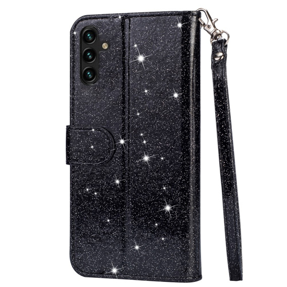 Откидной чехол для Samsung Galaxy A35 5G, Wallet Zipper Pocket Glittery, чёрный