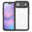 Чехол Redpepper для iPhone Air, водонепроницаемый IP68, для MagSafe, прозрачный с черными боками