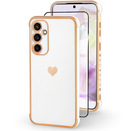 Чохол для Samsung Galaxy A35 5G, Electro heart, білий + Full Glue Ceramic Glass