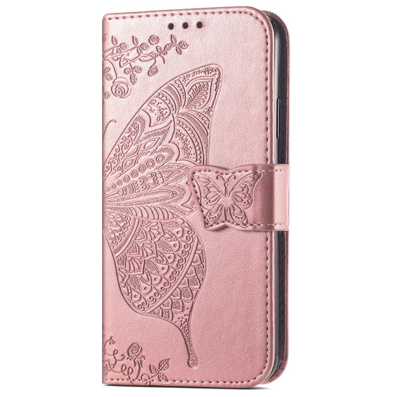 Откидной чехол для Samsung Galaxy S25 FE, Butterfly, розовый rose gold