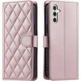чехол-крышка для Samsung Galaxy A16, Rhombus Crossbody Leather, розовый rose gold