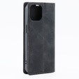 Чехол для iPhone 15, ERBORD Vintage, бумажник с клапаном, чёрный
