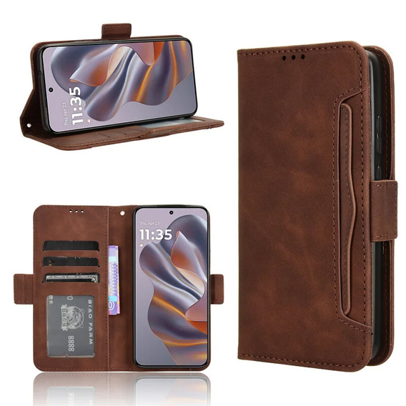Откидной чехол для Motorola Edge 50 Neo / Motorola ThinkPhone 25, Card Slot, коричневый