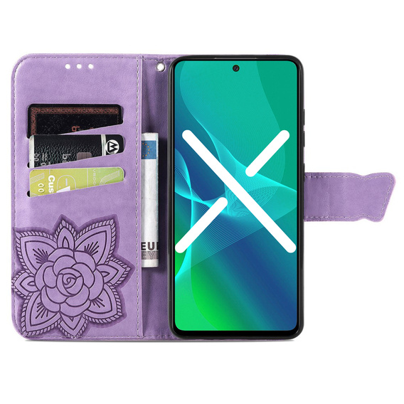 Откидной чехол для Xiaomi Poco X5 Pro 5G, Butterfly, фиолетовый