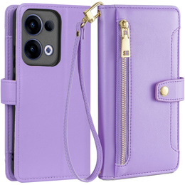 Откидной чехол для Oppo Reno 13, Wallet Zipper Pocket, фиолетовый