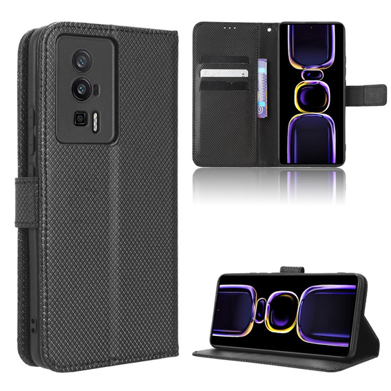 Откидной чехол для Poco F5 Pro 5G, Wallet Smart Magnet, чёрный