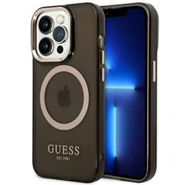 Чехол GUESS до iPhone 14 Pro Max, Gold Outline Translucent MagSafe, чёрный