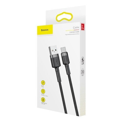 BASEUS Cafule Кабель Type-C 2A 2M - Чёрный/ Серый