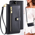 Откидной чехол для iPhone 16E, Wallet Zipper Pocket, чёрный