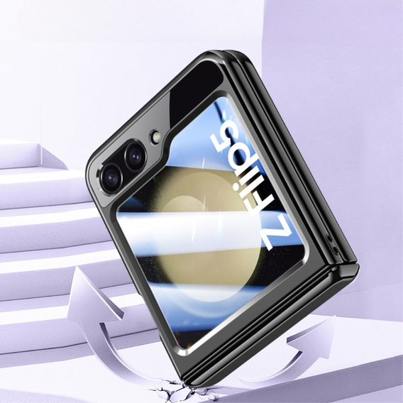 Чохол зі склом для Samsung Galaxy Z Flip5 5G, PC Case, чорний