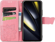 Откидной чехол для Xiaomi Poco F6, Butterfly, розовый rose gold