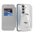 Откидной чехол для Samsung Galaxy S25, RFID Wallet MagSafe CamShield, серебряный