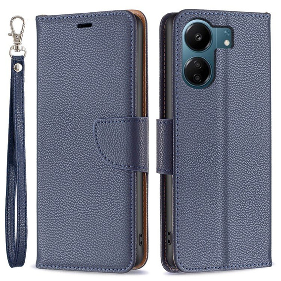 Откидной чехол для Samsung Galaxy A05s, Wallet Litchi Leather, синий