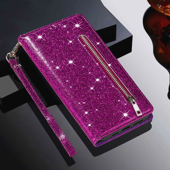 Чохол-книжка для Samsung Galaxy A36 5G, Wallet Zipper Pocket Glittery, фіолетовий