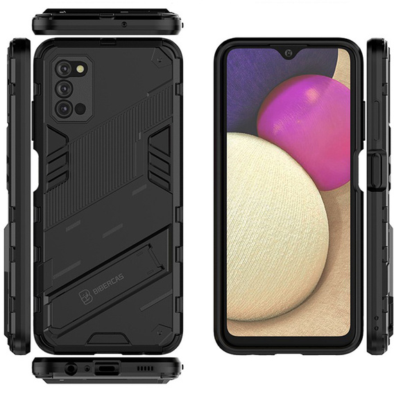 Чехол для Samsung Galaxy A03s, Military kickstand, чёрный
